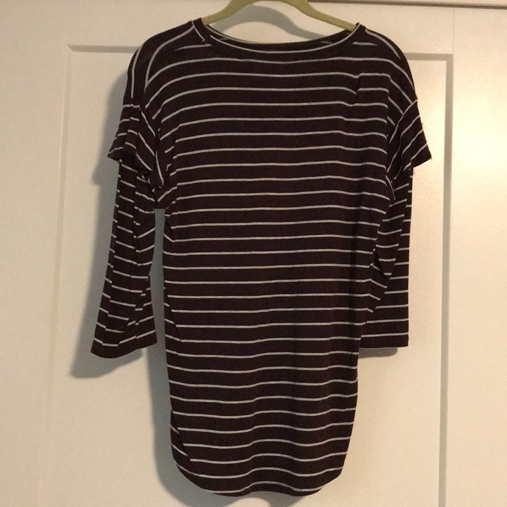 XS maroon and white striped Dolan shirt-Anthro